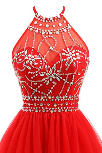 Ellames Womens Beaded Halter Homecoming Dress Short Tulle Prom Dress |  Desertcart Trinidad and Tobago