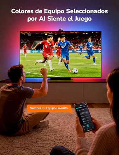Lepro STV1 AI LED Strip TV Backlight with Camera, 3.6 m for TVs 55-65 Inches, Sync Screen and Music, Function with Alexa/Google Home, RGB+IC Backlight for Gaming, Movies, Adapter