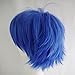 S-noilite Cosplay Wig Short Unisex Anime Wig Fluffy Hair Wig Japanese Anime Wig Comic Hairstyles With Layered Bang For Halloween Cosplay Party Costume Full Synthetic Wigs (Dark Blue)