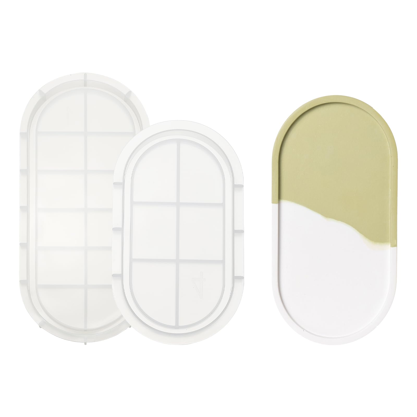 PATIKIL 12.1 Inch/ 6.9 Inch Oval Tray Resin Mould with Edge, 2 Pcs Plate Silicone Moulds for Epoxy Resin Jewelry Storage Containers Blank Casting Mould for DIY Craft Home Decoration
