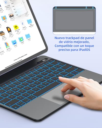 Bettdow Keyboard for iPad Air 13" M4 2026/M3 2025/M2 2024, iPad Pro 12.9"(6th/5th/4th/3rd Gen), Spanish Ñ Lightweight Aluminum Alloy Magnetic Floating Design Keyboard with Trackpad, Black