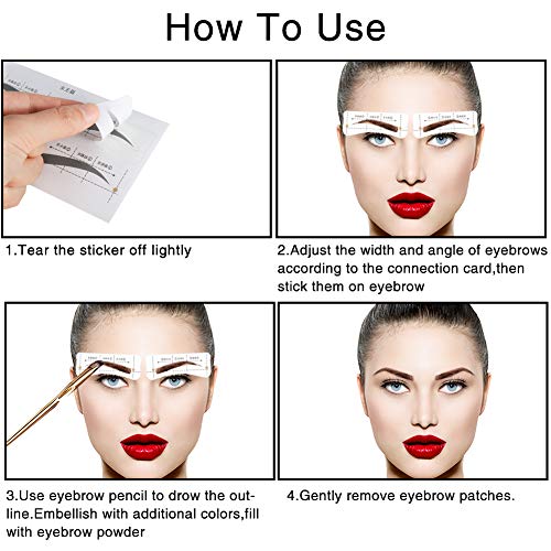 DaveandAthena 288 Pieces 12 Styles Eyebrow Stencil Shaper Eyebrows Shape Stickers Shaping Template Eyebrows Grooming Stencil Kit with 6 Reusable Connection Card and 2 Pieces Eyebrow Trimmers - Thumbnail 3