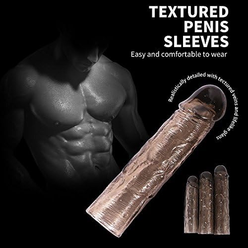Multi Usable Enlarge C-ock C-on-dom Sheath Delay Eja-culation Toys for Men (3pcs L M S )