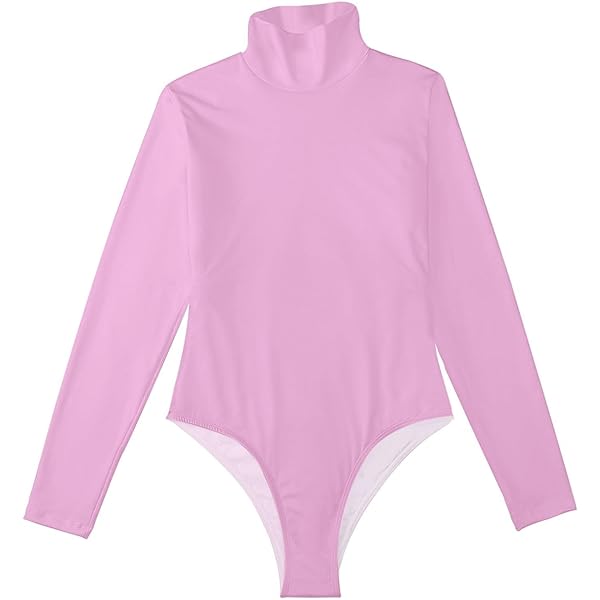 BRIEFING × mocT WOMENS NEON MOCK NECK ODAWA Light Pink Women Bodysuit Mock Turtleneck Thong Turtle Neck