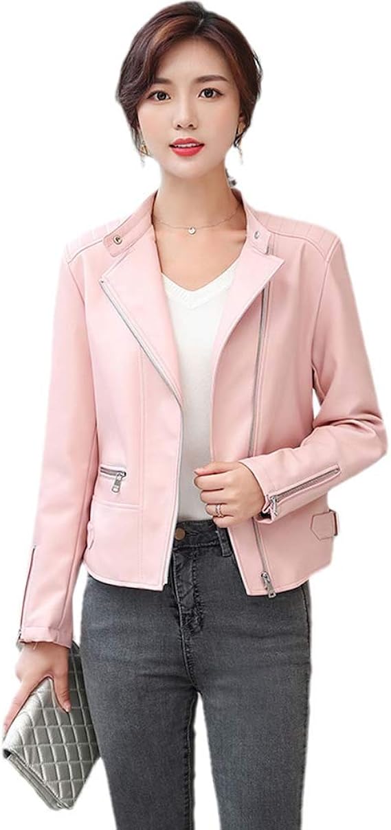 Amazon Kanshamingma ショート丈 かっこいい レディース レザージャケット ライダースジャケット ライダース アウター M 3xl バイカー ブルゾン ラムジャケット 革ジャケット 革ジャン アウター 大きいサイズ コート ジャケット 通販