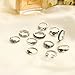 Setita 11 Pieces Turkish Retro Elephant Moon Rose Carving Joint Knuckle Nail Midi Ring Set Boho Ring Set (Ancient Silver)
