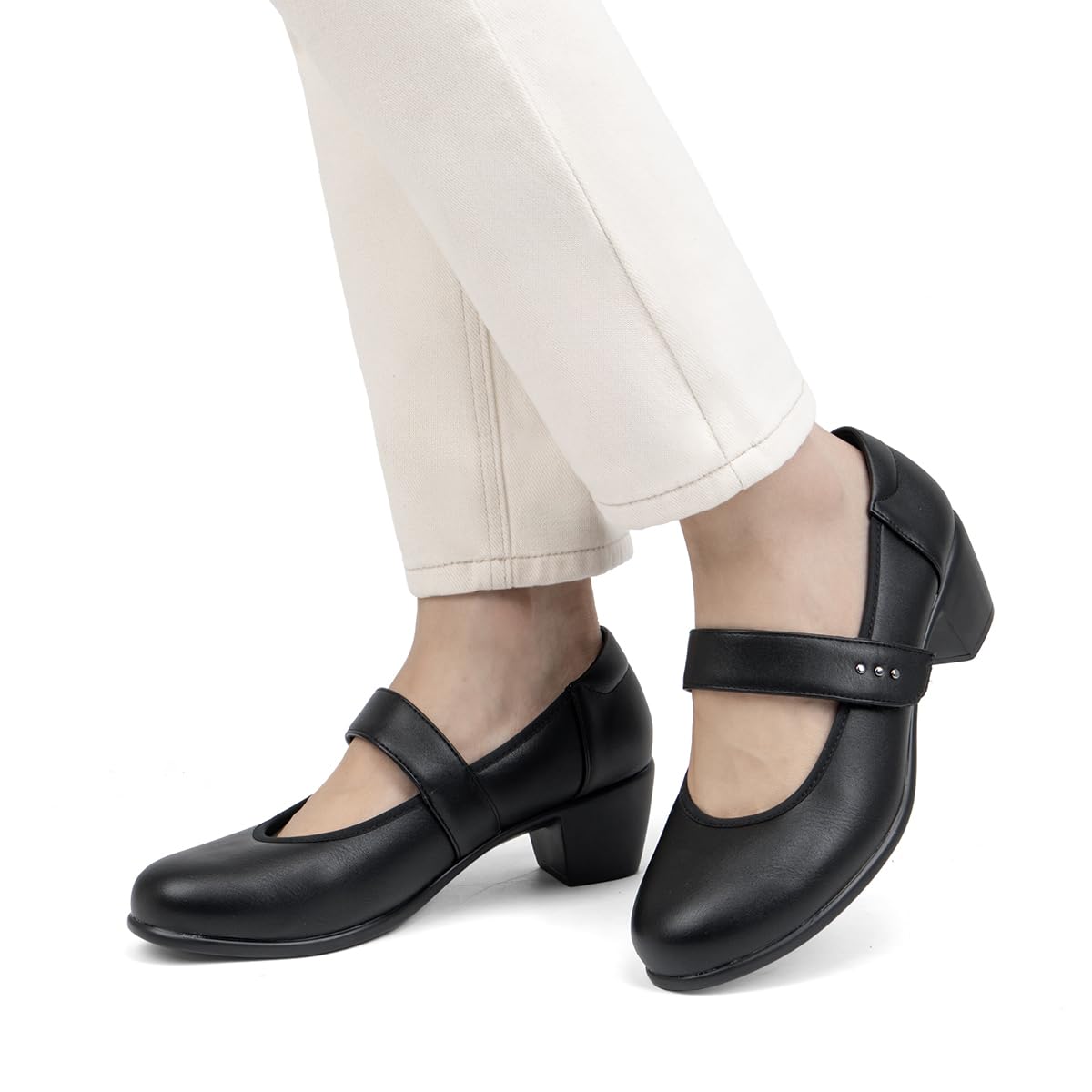 VJH confort Women's Mary Jane Pumps Low Block