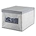 mDesign Large Soft Stackable Fabric Baby Nursery Storage Organizer Holder Bin Box with Front Window/Lid for Child/Kids Bedroom, Playroom, Classroom, Lido Collection, 4 Pack, Gray