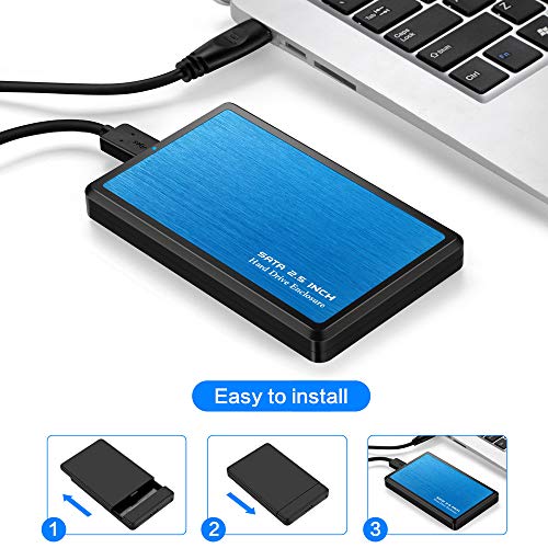 EYOOLD HDD Case 2.5 SATA to USB 3.0 Hard Drive Enclosure for SSD Disk HDD Box USB3.0 Case Support UASP for Window/Max/Linu,Aluminum Alloy & Durable ABS Material