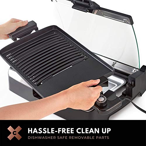 Crux Smokeless Indoor BBQ Grill with Viewing Window, Faster Preheat, Large PFOAFree NonStick