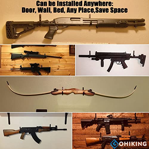 Felt Lined Wall Mount Gun Rack – 2 Shotgun Hooks / Rifle Hangers For Archery Bow
