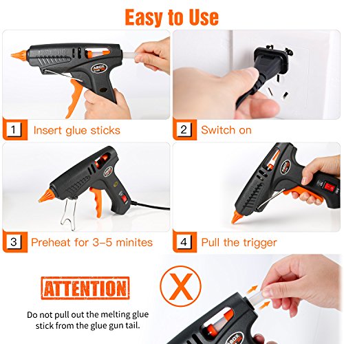 Hot Glue Gun, ABOX 60W Mini Heavy Duty Heating Hot Melt Glue Gun with 15pcs Melt Glue Sticks, Ideal for School DIY Arts and Crafts Projects, Home Quick Repairs