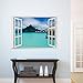 ORDERIN Christmas Gift New Creative Wall Decal 3d False Window Island Style Ocean Background Removable Mural Wall Stickers for Living Room Home Decor