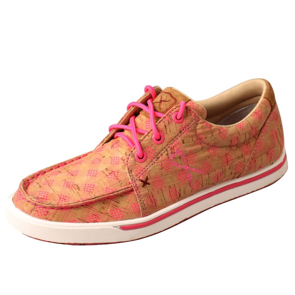 Twisted X Women's Kicks, Moc Toe, Tan & Pink, 6.5 M Image