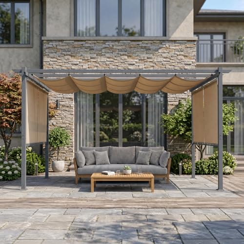 Aoodor 10x12 ft Outdoor Pergola with Retractable Shade Canopy Review: Adjustable Patio Shade image 24
