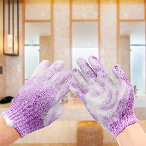 12 Pairs Double Sided Exfoliating Gloves Body Scrubber Scrubbing Glove Bath Mitts Scrubs for Shower, Body Spa Massage Dead Skin Cell Remover, 12 Colors