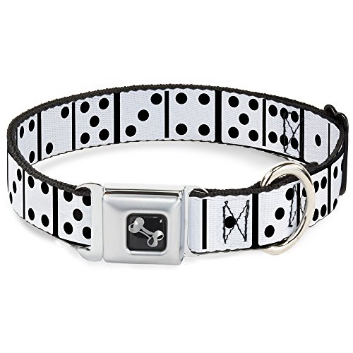 Buckle-Down Dominos Black/White/Black Dog Collar Bone, Small/9-15"