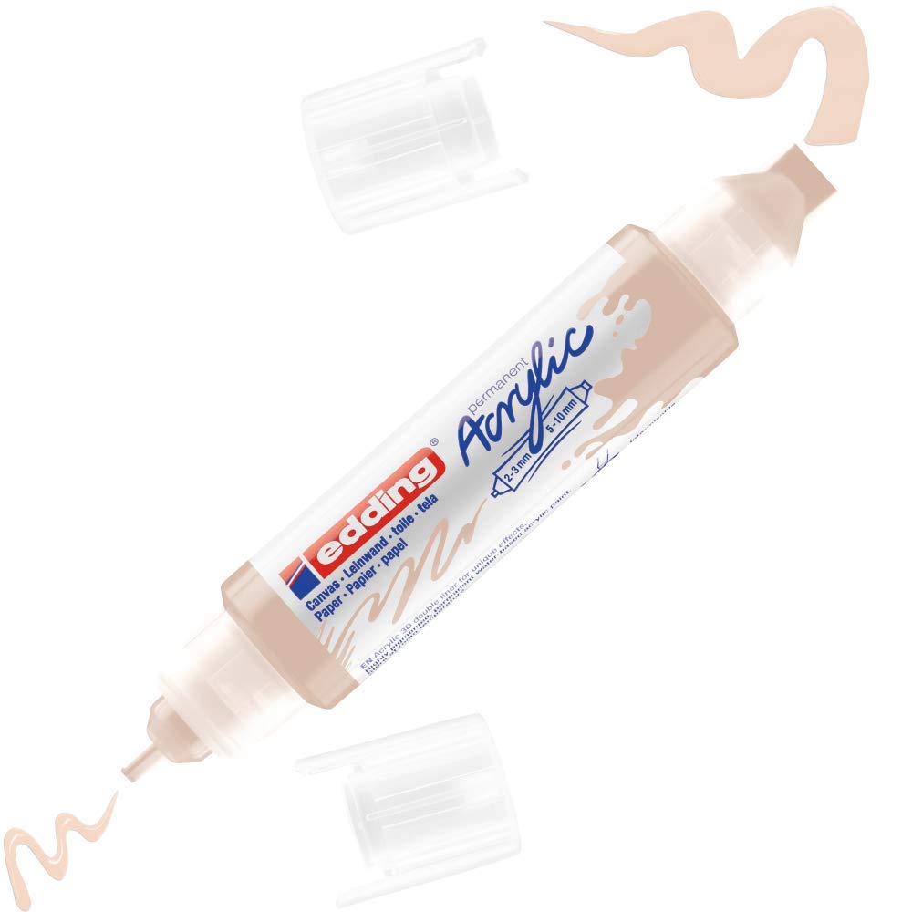 edding 5400 acrylic 3D double liner - beige - 1 acrylic colour tube - 2 nozzles 2-3,5-10mm - acrylic paint for canvas, painting boards and wood - waterproof acrylics in artist-quality colours