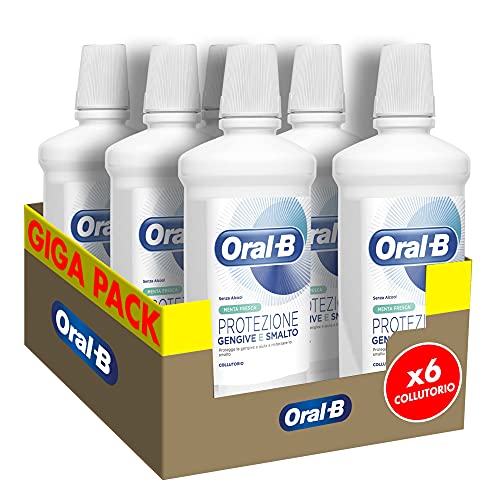 Oral-b Collutorio Protezione Gengive e Smalto 6x500ml, Pulizia Denti Efficace e Igiene Orale Completa, Sapore Menta Fresca