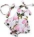 Fubin Baby Girl's Floral Print Ruffles Romper Summer Clothes With Headband,Pink Lemon,7-12 months