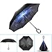 711-TEK Inverted Umbrella Double Layer Windproof Reverse Umbrella for Car and Outdoor Use With C-Shaped Handle