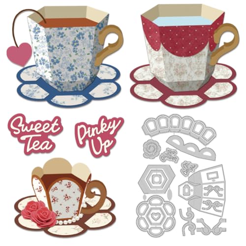 DELORIGIN 3D Tea Cup Die Cuts for Card Making, Coffee Cups Carbon Steel Cutting Dies 2025 Tableware Scrapbooking Embossing Template Dies for DIY Birthday Gift Party Greeting Paper Card Photo Album at Amazon