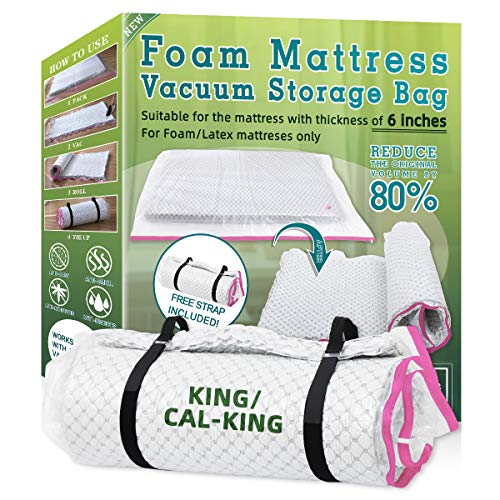 VACSAVE 6 inch Foam/Latex Mattress Vacuum Storage Bags Moving Plastic