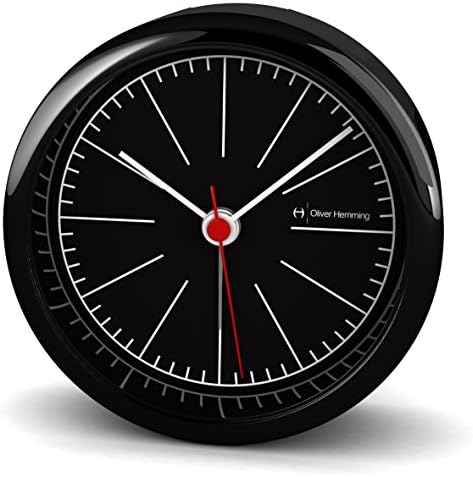 City Collection Black Acrylic Alarm Clock with Simple Modern Line Dial