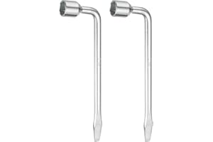 HARFINGTON 2pcs Car Spare Tire Lug Wrench 21mm CR-V Steel l Type Slotted End Hexagon Socket Wrench L-Shaped Tire Repair Tool 