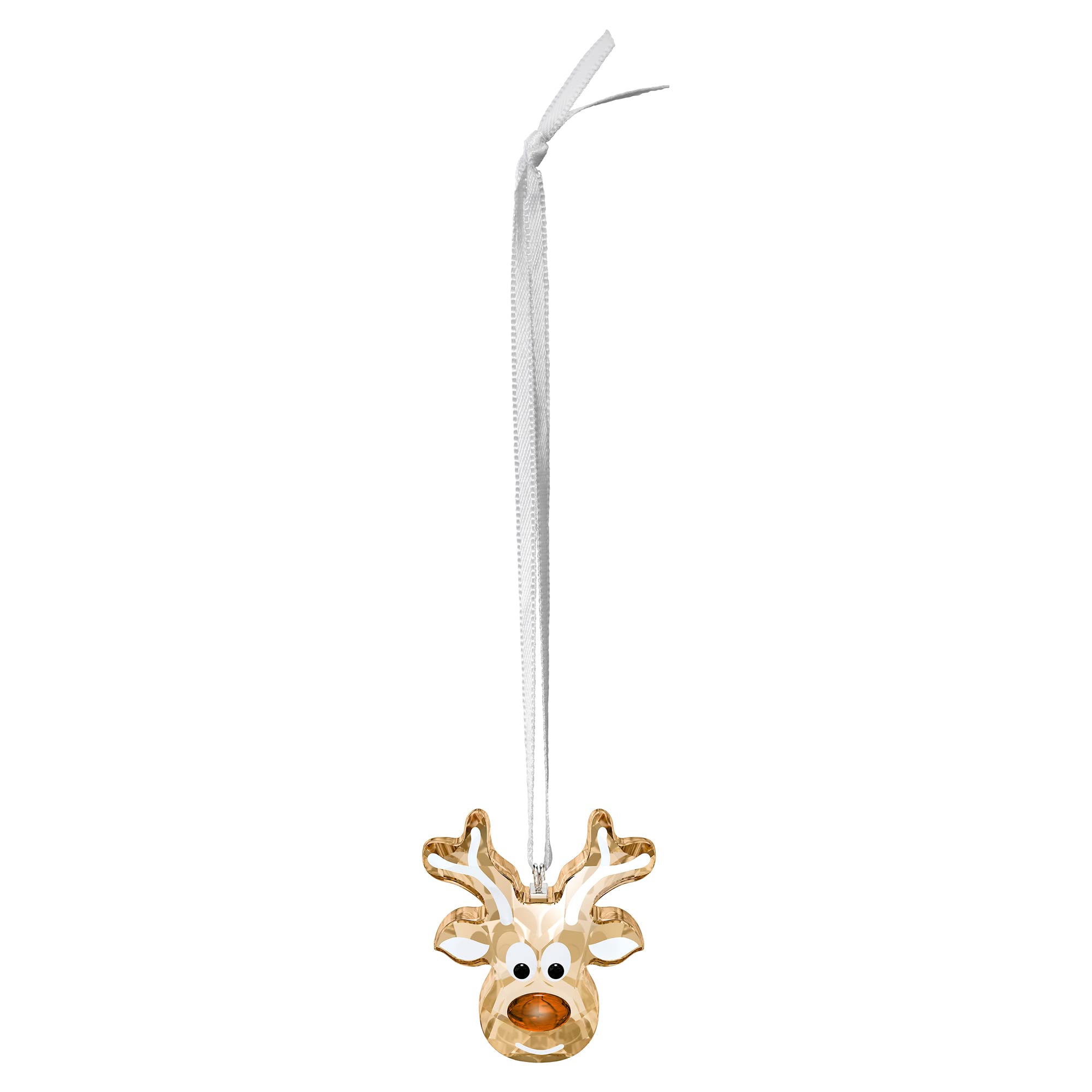 SWAROVSKI Gingerbread Reindeer Ornament, for Hanging on a Tree or for Display, Gold Crystal with Copper Accent and Print Face, Part of The Swarovski Joyful Ornaments Collection