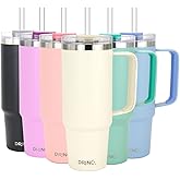Drinco 40oz 30 oz Tumbler with Handle, Straw Lid, Insulated Stainless Steel Travel Mug Water Bottle Ice Coffee Cup For Cold and Hot, BigSur (30oz Oatmilk)