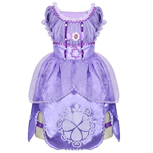 LOEL Girl Dress Kids Ruffles Lace Party Custome Dress for 4-5 years