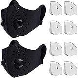 Dust Mask Anti Pollution Respirator PM2.5 Dustproof Safety Mask Washable and Reusable with 8 Carbon N99 Filters for Pollen Allergy Woodworking Mowing Running Outdoor Activities, 2 Packs (Black)