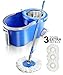 Masthome Mop and Bucket with Wringer Set, Spin Mop and Bucket On Wheels with 5 Microfiber Mop Heads and 1 Floor Brush Head, Self Wringing Mop for Floor Cleaning, 12L