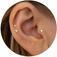 20G/18G/16G Titanium Flat Back Earrings, Threadless Nose Stud Tiny Stud Earrings, Cartilage Tragus Piercing Jewelry Conch Hel