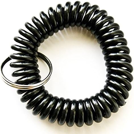 98Pieces Black Color Stretchable Plastic Bracelet Wrist Coil Wrist band Key Ring Chain Holder Tag