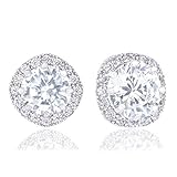Cat Eye Jewels S925 Sterling Silver 10mm Round Crystal Cubic Zirconia Stud Earrings