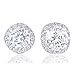 Cat Eye Jewels S925 Sterling Silver Round Crystal Cubic Zirconia Stud Earrings