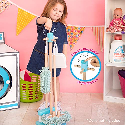 Adora Play Musical Cleaning Set with Broom, Duster, Dustpan, Small Broom/Brush, Sweeper, Two Removable Microfiber Accessories and Stand, Birthday Gift for Ages 3+ - Thumbnail 5