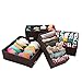 Finnhomy Foldable Storage Closet Bra Underwear Organizer Drawer Divider, 4 Sets, Dark Brown