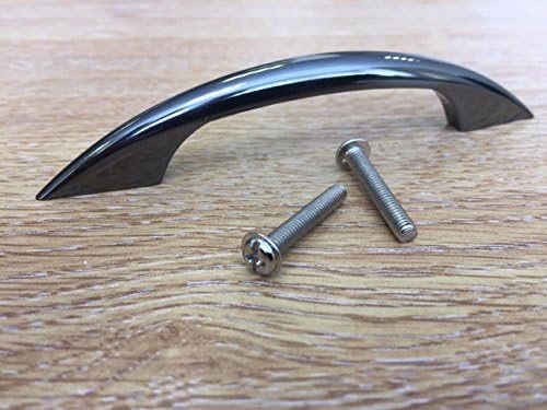 10 X BLACK 'D' Back Fix NICKEL Kitchen Cabinet Door Drawer Locker Pull Handles - 96 mm