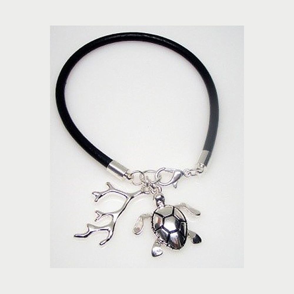 Coastal Love Dangle Charm Leather Cord Bracelet