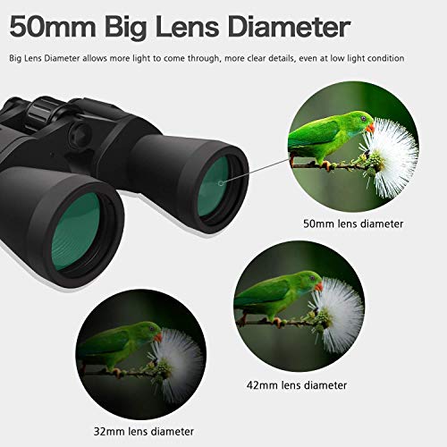 Binoculars 20x50, HD Professional/Waterproof Binoculars with Low Light Night Vision, Durable & Clear BAK4 Prism FMC Lens Binoculars. Suitable for Outdoor Sports and Concert, Bird Watching.