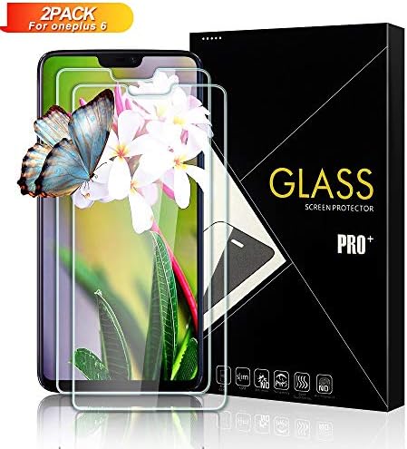 Damenv OnePlus 6 Screen Protector [2 Pack], Full Coverage HD Tempered Glass Screen Protector Anti-Scratch Bubble-Free Screen Protector for OnePlus 6
