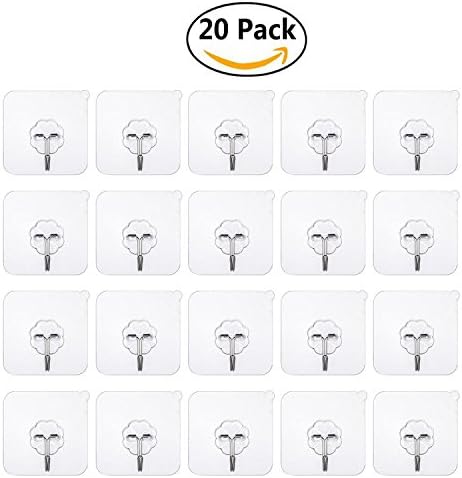 Colossal ship Adhesive Hooks Heavy Duty Wall Hooks Strong Adhesive Hooks 22lbs/10kg Seamless Hooks transparent Hooks 20 Pack