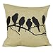 CoolDream Cotton Linen Square Decorative Throw Pillow Case Cushion Cover Bird Branch with Birdcage 18 X18