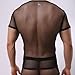 Freebily Men's Breathable Fishnet See Through Short Sleeve T-Shirt Tank Top Undershirt Clubwear Black Large