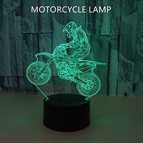 Motorcycle Lamp 3D Optical Illusion LED Nightlight Touch Switch Table Desk Motorcycle Lamp 7 Changing Colors Acrylic Flat with USB Charger or Battery for Room Decoration or Festival Gifts