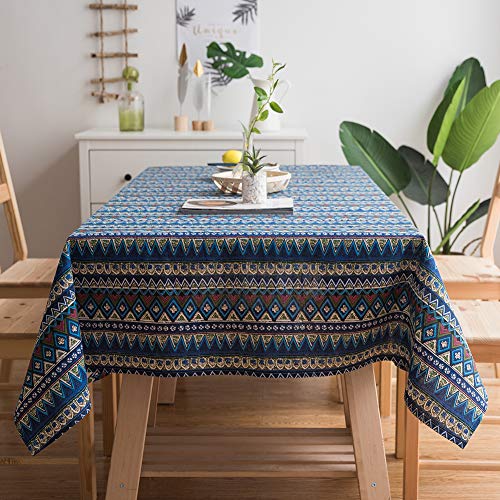 Gravan Bohemian Tablecloth for Rectangle Tables Heavyweight Cotton Linen Boho Style Table Cover for Kitchen Dinning Tabletop Decoration