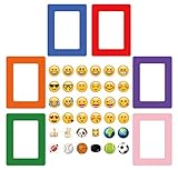 42-in-1 Emoji Magnetic Picture Frames for Refrigerator (6 Colorful Magnetic Picture Frames, and 36 Emoji Magnets)